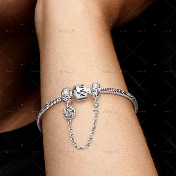 Pandora Heart Family Tree Safety Chain Charm - Picture 2 of 2